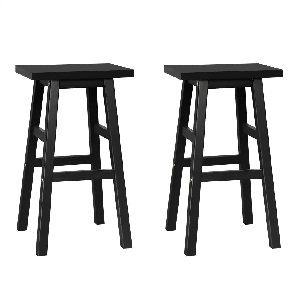 Artiss Bar Stools Kitchen Counter Stools Wooden Chairs Black x2 - Furniture > Bar Stools & Chairs