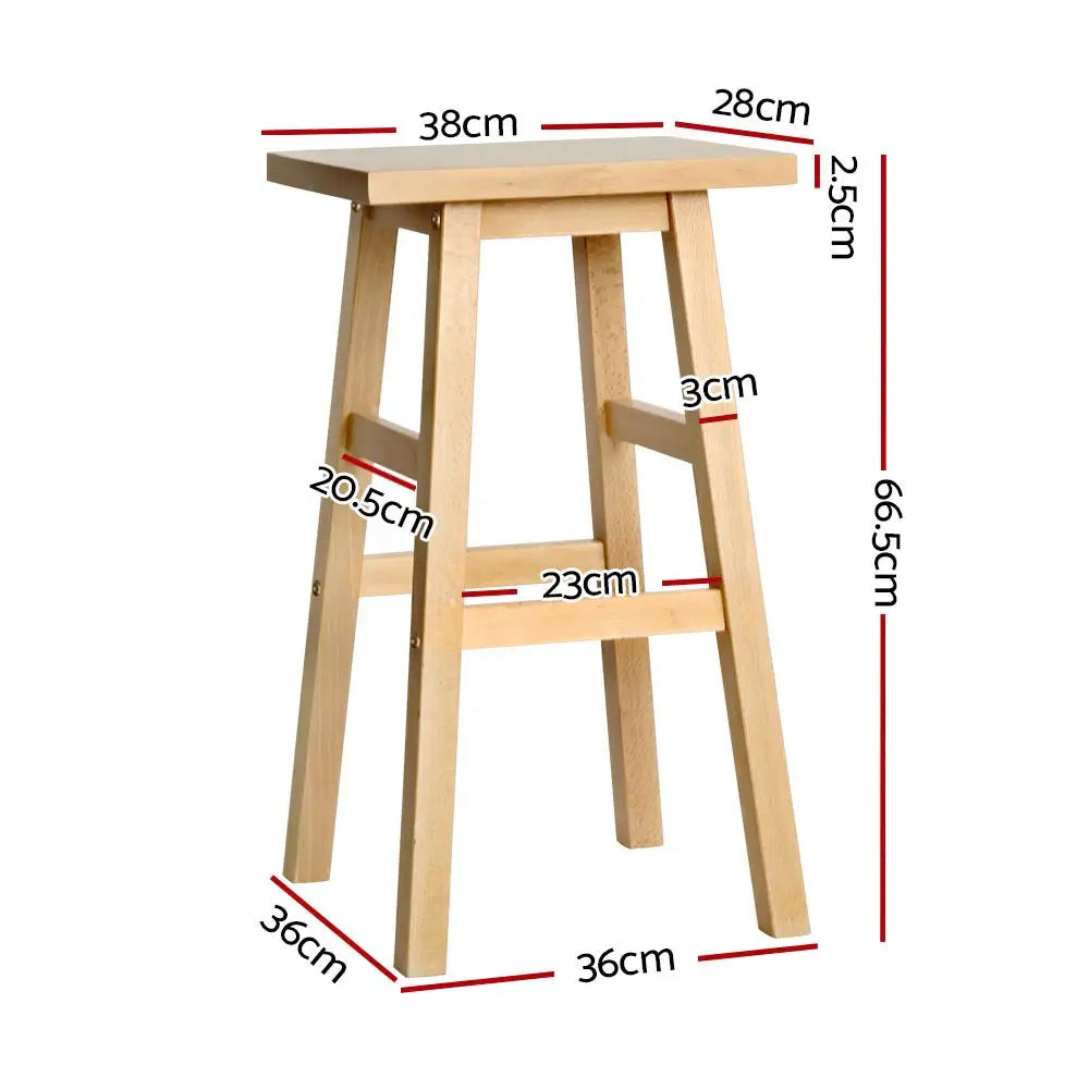 Artiss Bar Stools Kitchen Counter Stools Wooden Chairs Natural x2 - Furniture > Bar Stools & Chairs