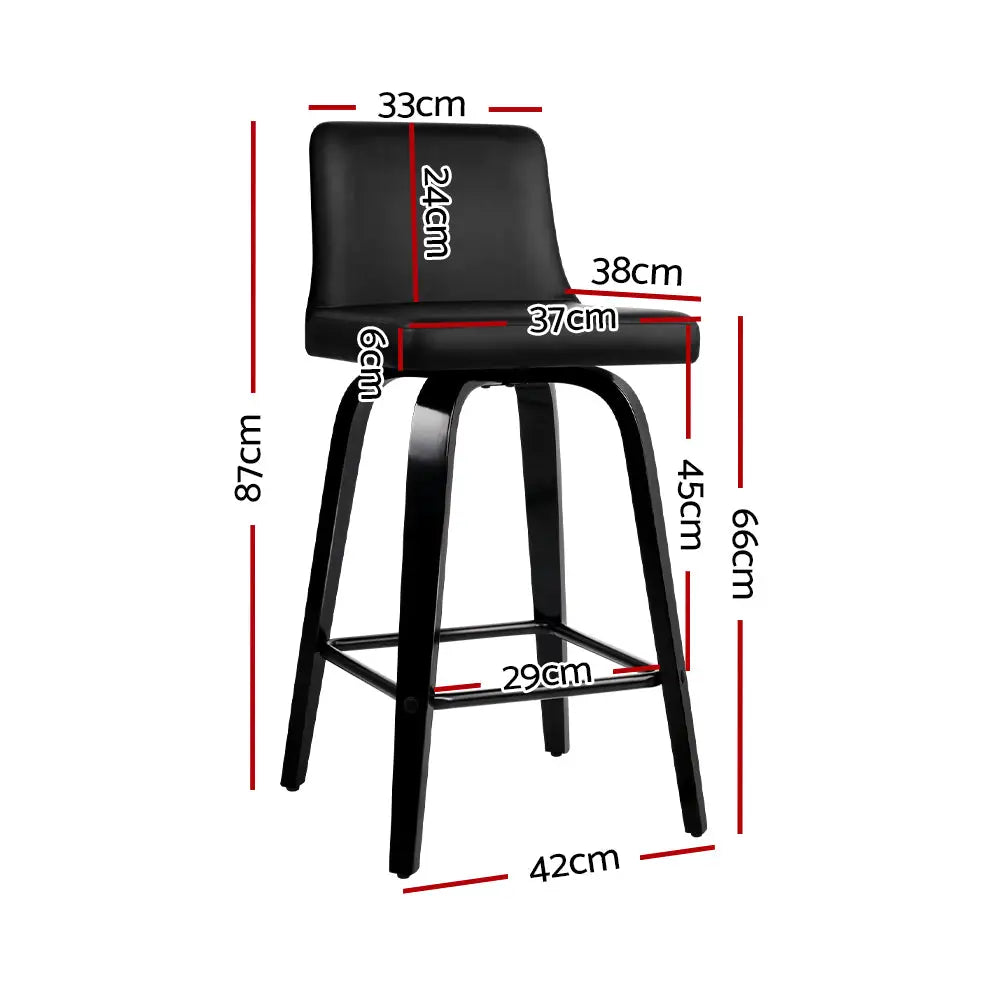 Artiss Bar Stools Kitchen Leather Barstools Swivel Wooden Chairs X2 - Furniture > Bar Stools & Chairs