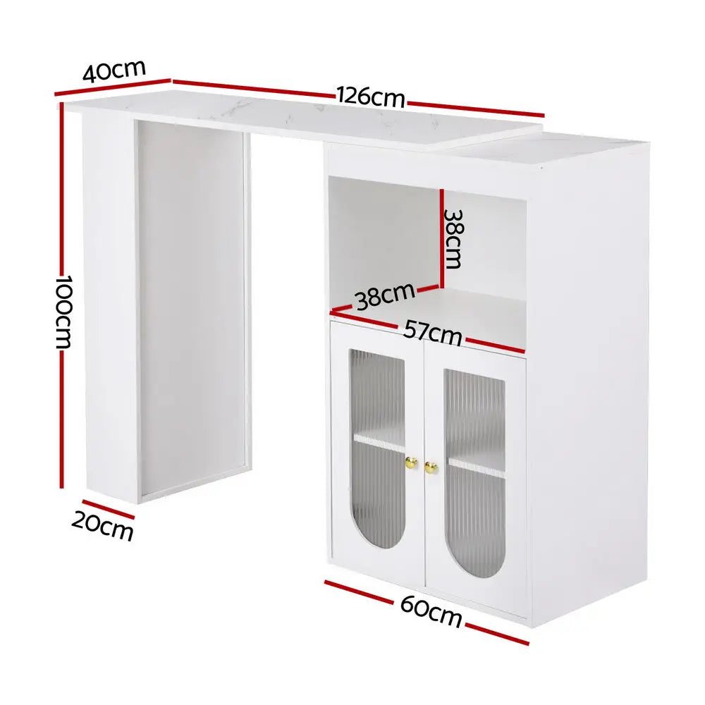 Artiss Bar Table Storage Wine Rack Home Office Desk Extendable - Furniture > Living Room