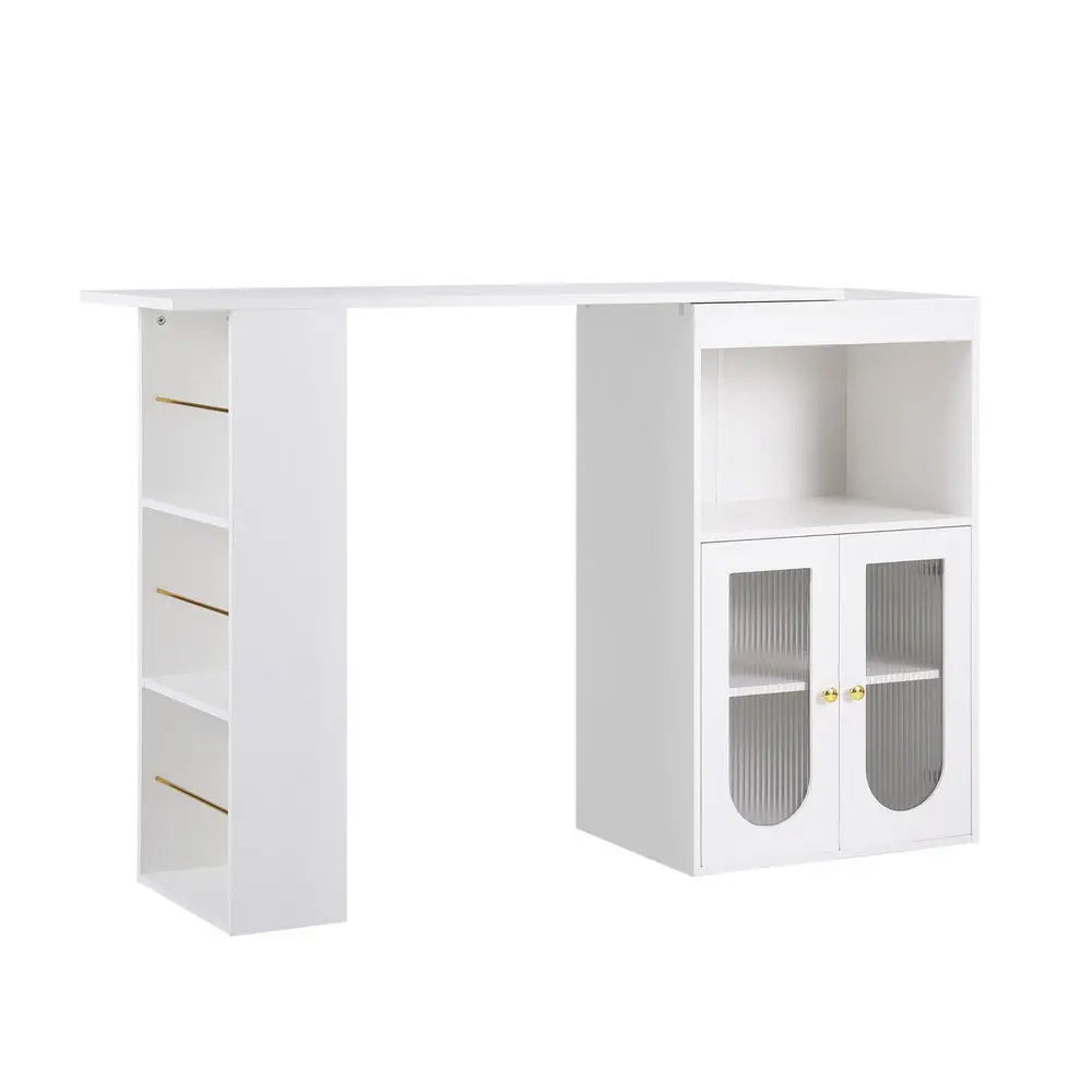 Artiss Bar Table Storage Wine Rack Home Office Desk Extendable - Furniture > Living Room
