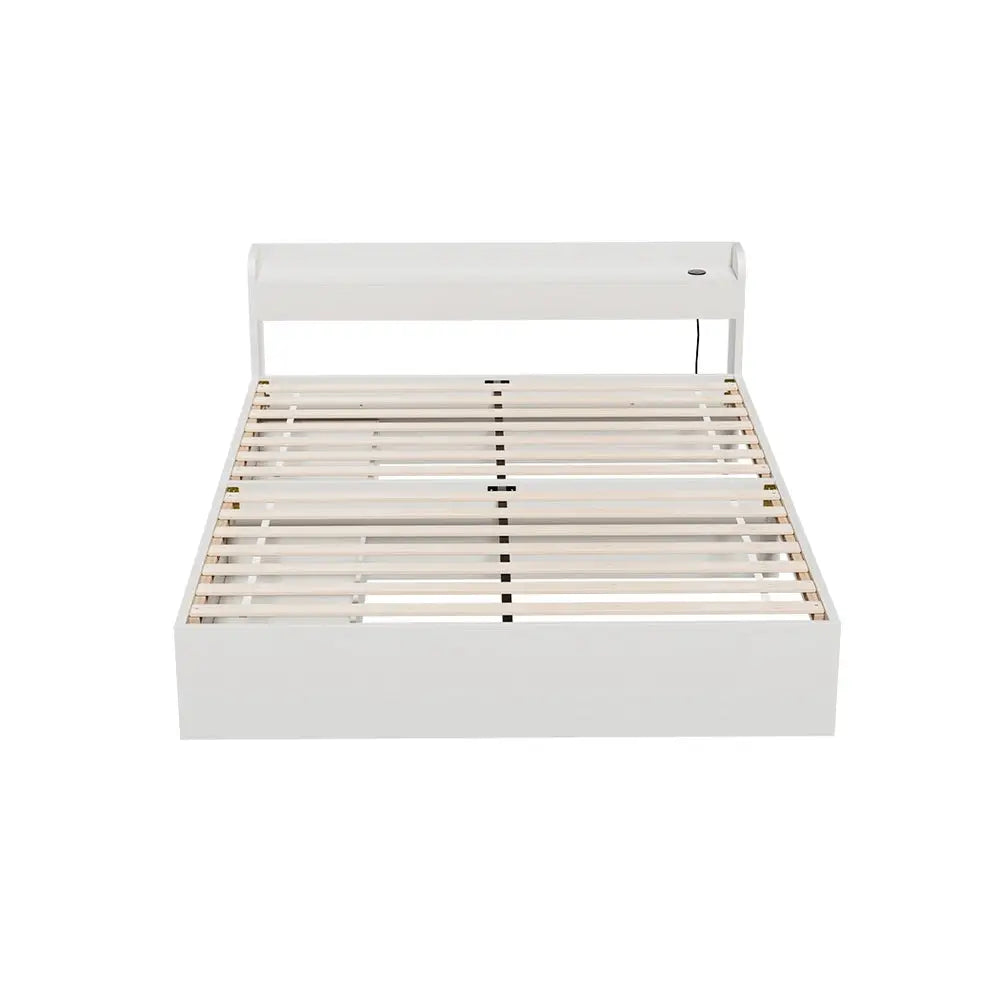 Artiss Bed Frame Double Size Mattress Base wtih Charging Ports 2 Storage Drawers - Furniture > Bedroom > Beds & Bed