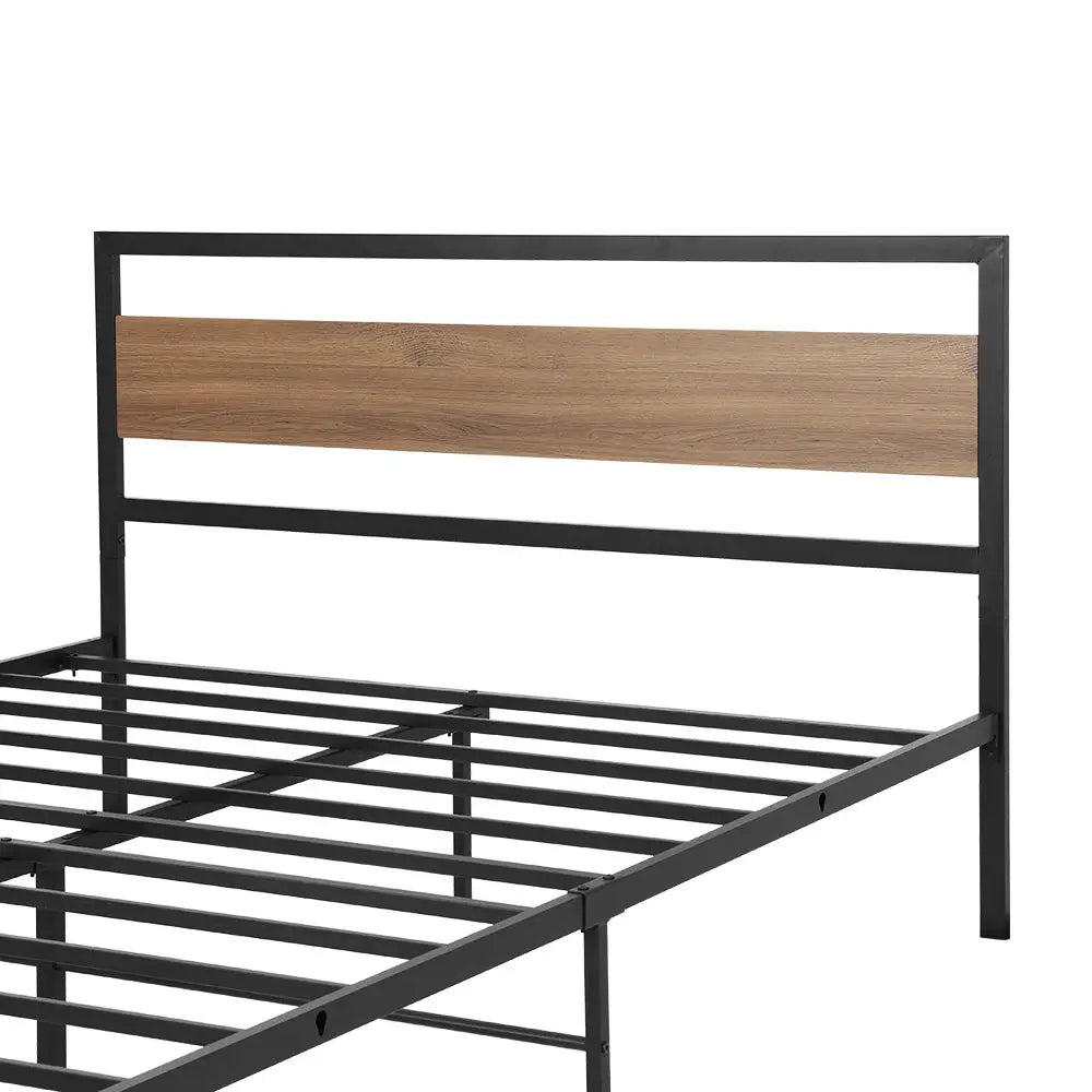 Artiss Bed Frame Double Size Metal Base Mattress Platform Foundation Black DREW - Furniture > Bedroom > Beds & Bed