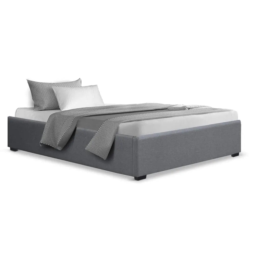 Artiss Bed Frame King Single Size Gas Lift Base Grey TOKI - Furniture > Bedroom