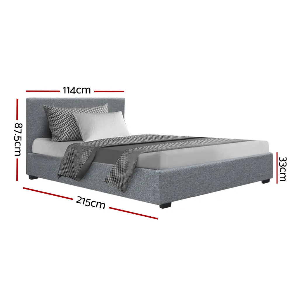 Artiss Bed Frame King Single Size Gas Lift Grey NINO - Furniture > Bedroom