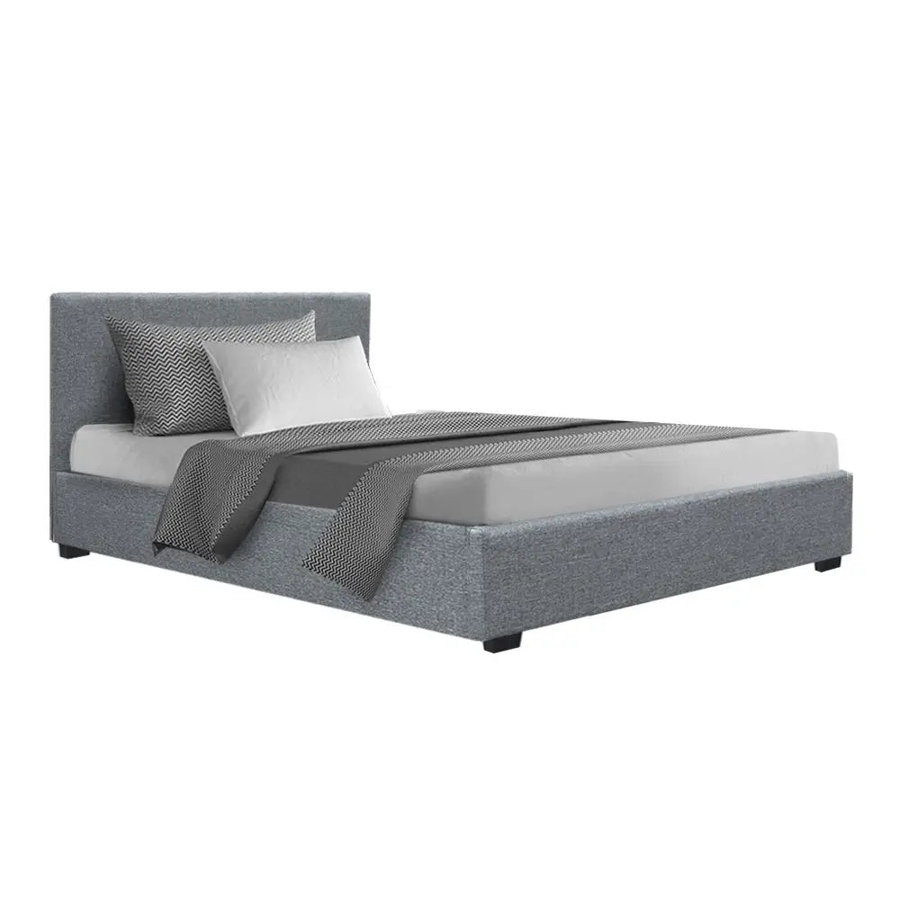 Artiss Bed Frame King Single Size Gas Lift Grey NINO - Furniture > Bedroom