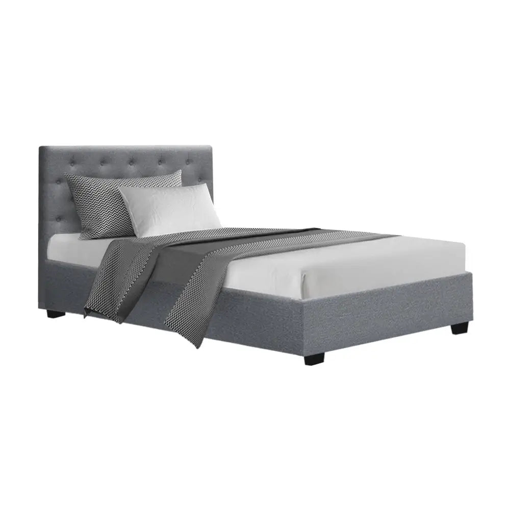 Artiss Bed Frame King Single Size Gas Lift Grey VILA - Furniture > Bedroom
