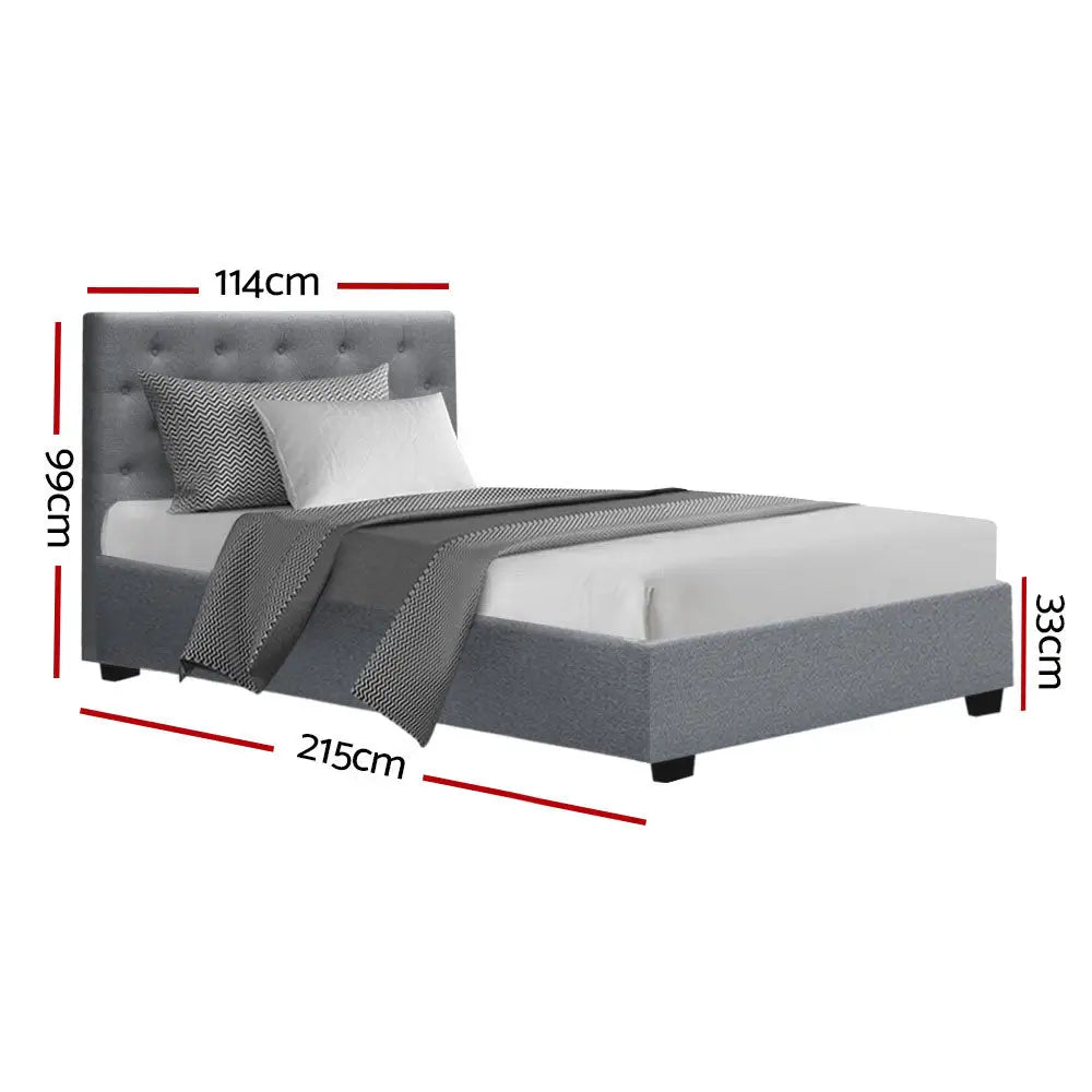 Artiss Bed Frame King Single Size Gas Lift Grey VILA - Furniture > Bedroom