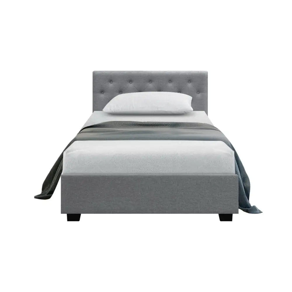 Artiss Bed Frame King Single Size Gas Lift Grey VILA - Furniture > Bedroom