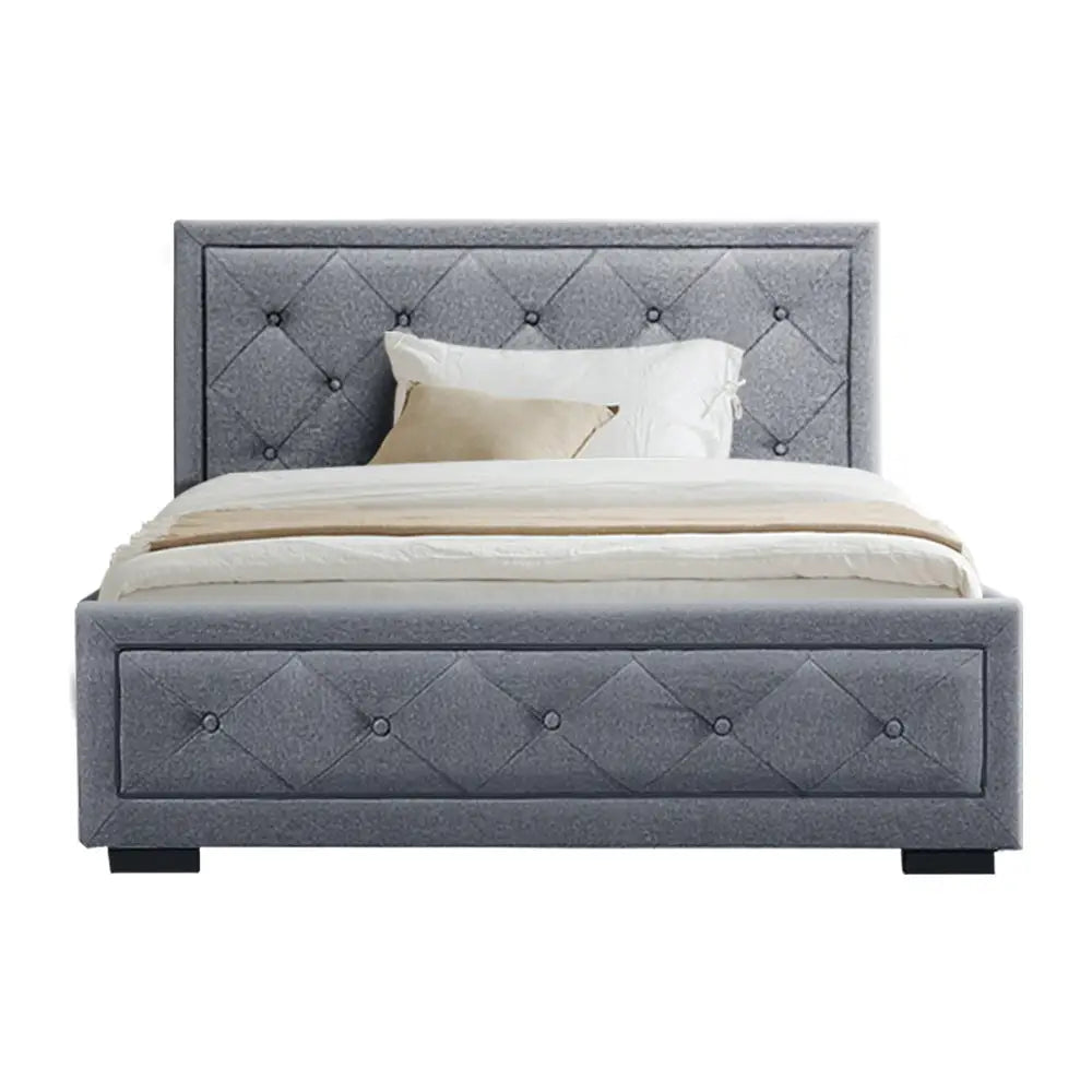 Artiss Bed Frame King Single Size Gas Lift Storage Mattress Base Wooden Grey - Furniture > Bedroom > Beds & Bed Frames
