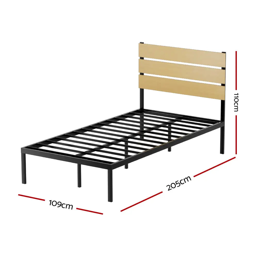 Artiss Bed Frame King Single Size Metal Base Mattress Platform Foundation PAULA - Furniture > Bedroom