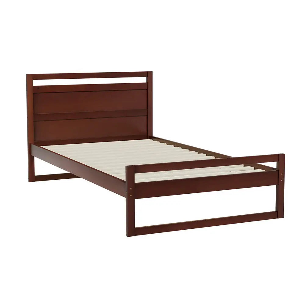 Artiss Bed Frame King Single Size Wooden Walnut WITTON - Furniture > Bedroom