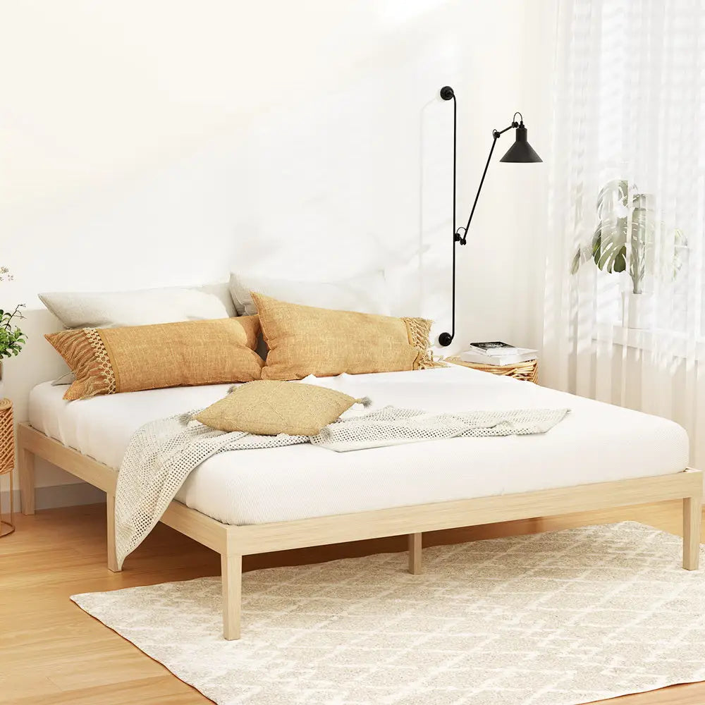 Artiss Bed Frame King Size Wooden Base Mattress Platform Timber Pine BRUNO - Furniture > Bedroom