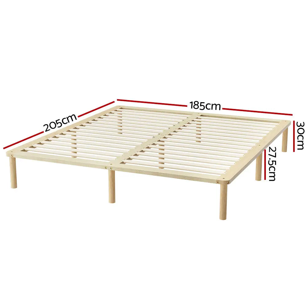 Artiss Bed Frame King Size Wooden Base Mattress Platform Timber Pine AMBA - Furniture > Bedroom