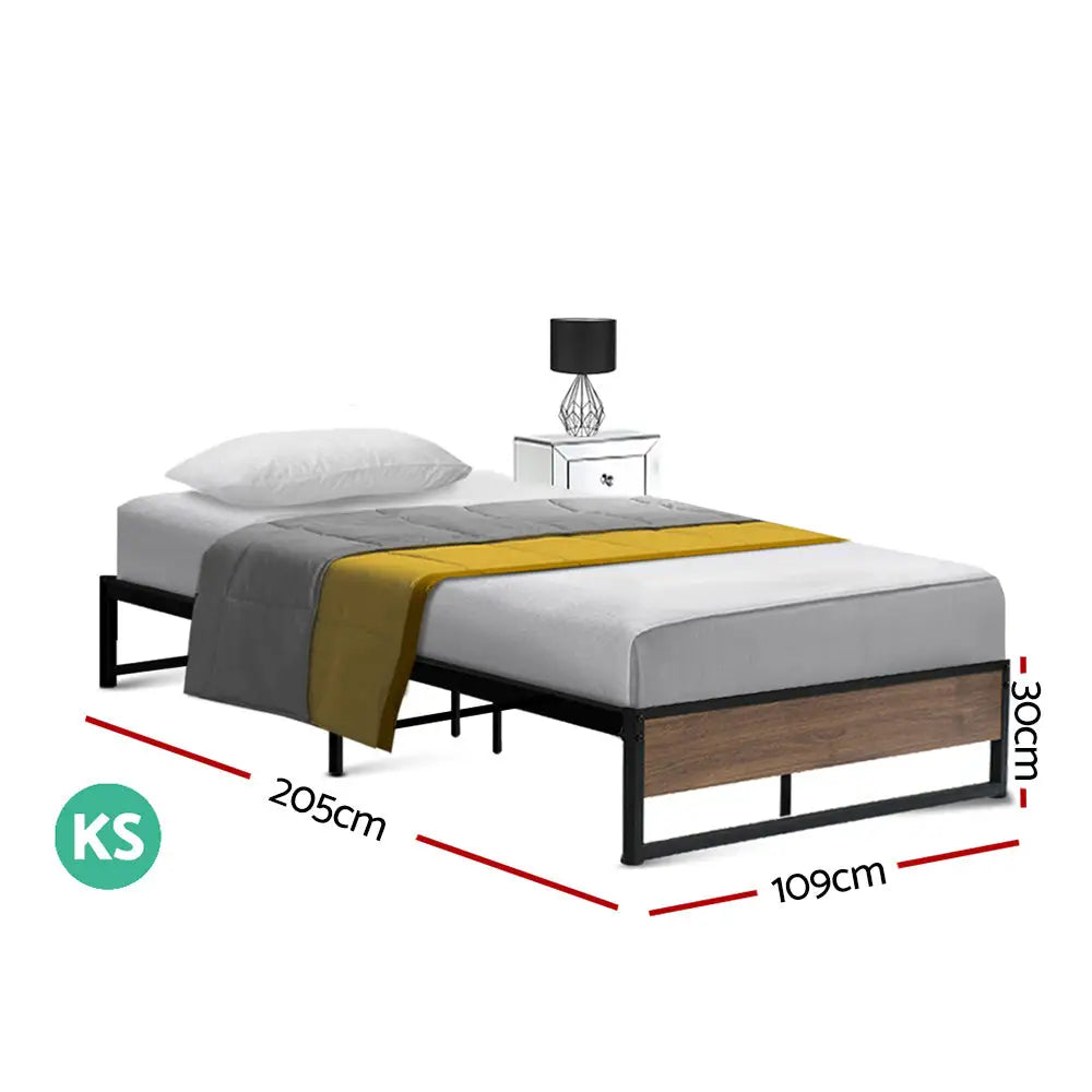 Artiss Bed Frame Metal Frame Bed Base OSLO - King Single - Furniture > Bedroom