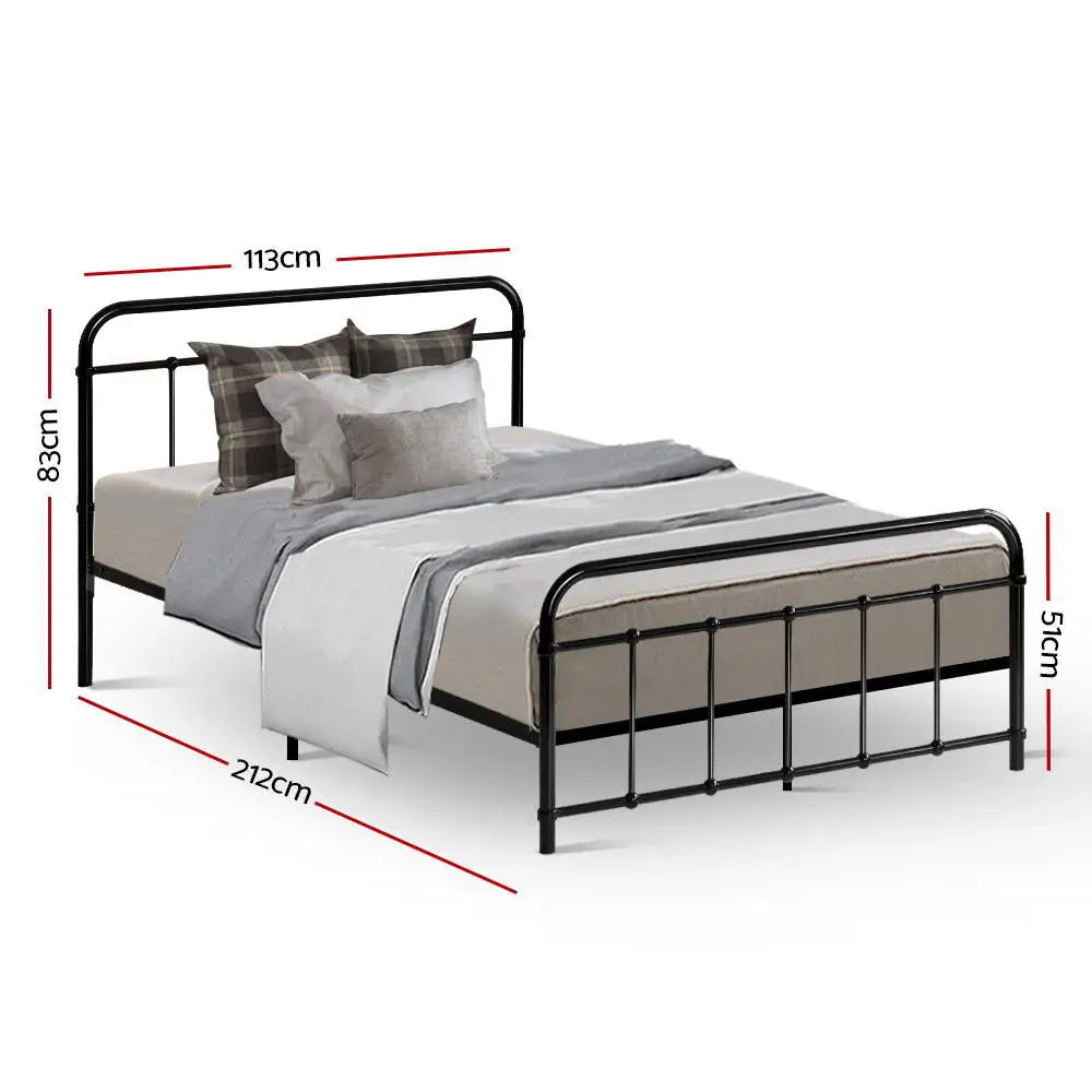 Artiss Bed Frame Metal Frames LEO - King Single(Black) - Furniture > Bedroom