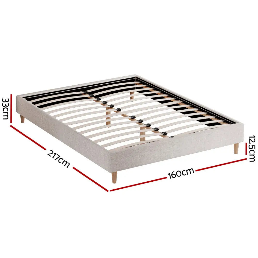 Artiss Bed Frame Queen Size Beige ZORA - Furniture > Bedroom > Beds & Bed Frames