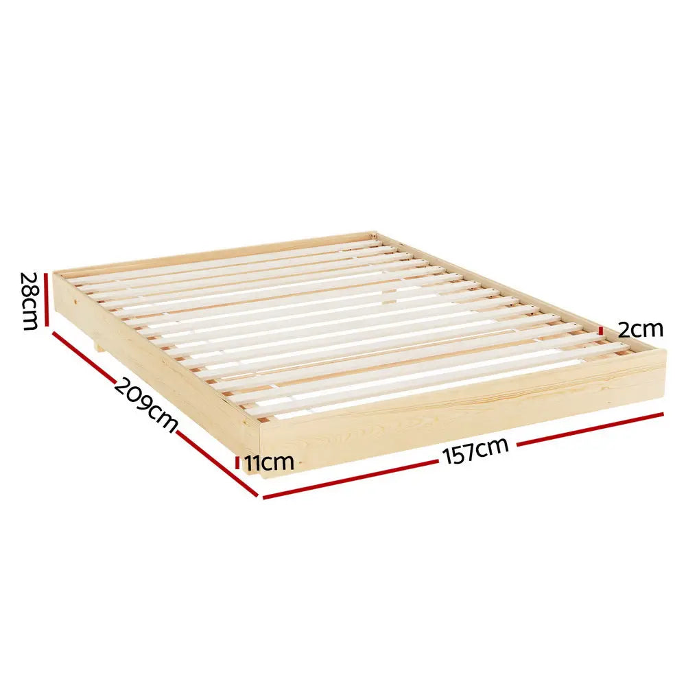 Artiss Bed Frame Queen Size Floating Wooden Mattress Base Platform Timber ODIN - Furniture > Bedroom > Beds & Bed Frames