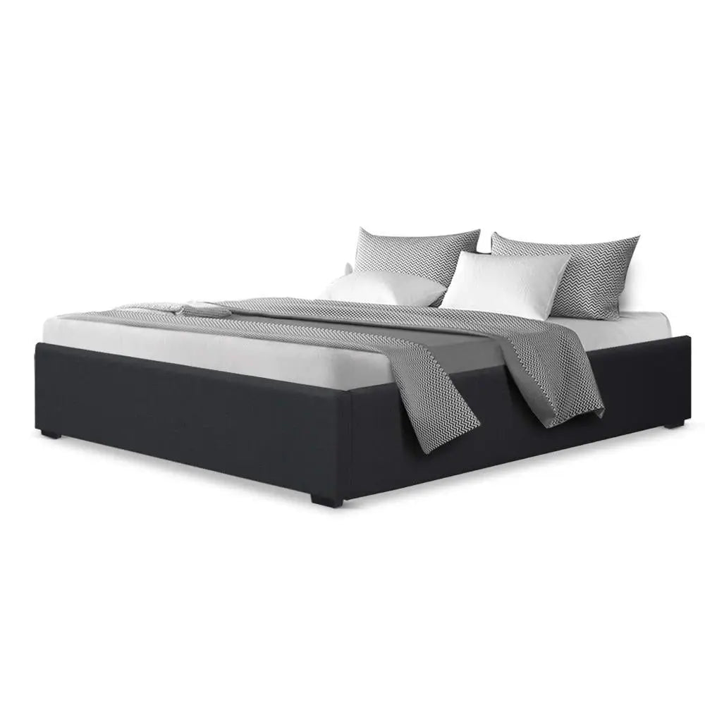 Artiss Bed Frame Queen Size Gas Lift Base Charcoal TOKI - Furniture > Bedroom
