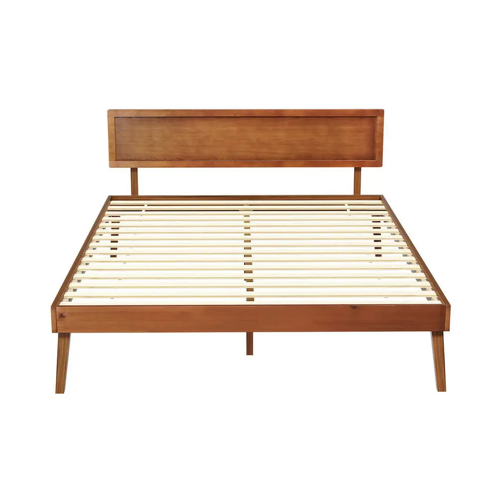 Artiss Bed Frame Queen Size Wooden Bed Base Walnut SPLAY - Furniture > Bedroom > Beds & Bed Frames