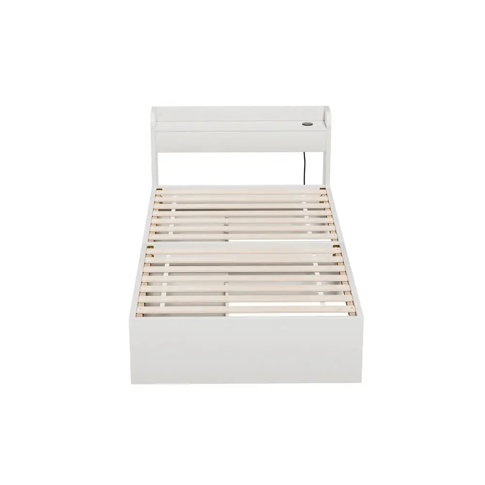 Artiss Bed Frame Single Size Mattress Base wtih Charging Ports 2 Storage Drawers - Furniture > Bedroom > Beds & Bed