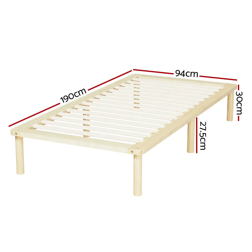 Artiss Bed Frame Single Size Wooden Base Mattress Platform Timber Pine AMBA - Furniture > Bedroom > Beds & Bed Frames