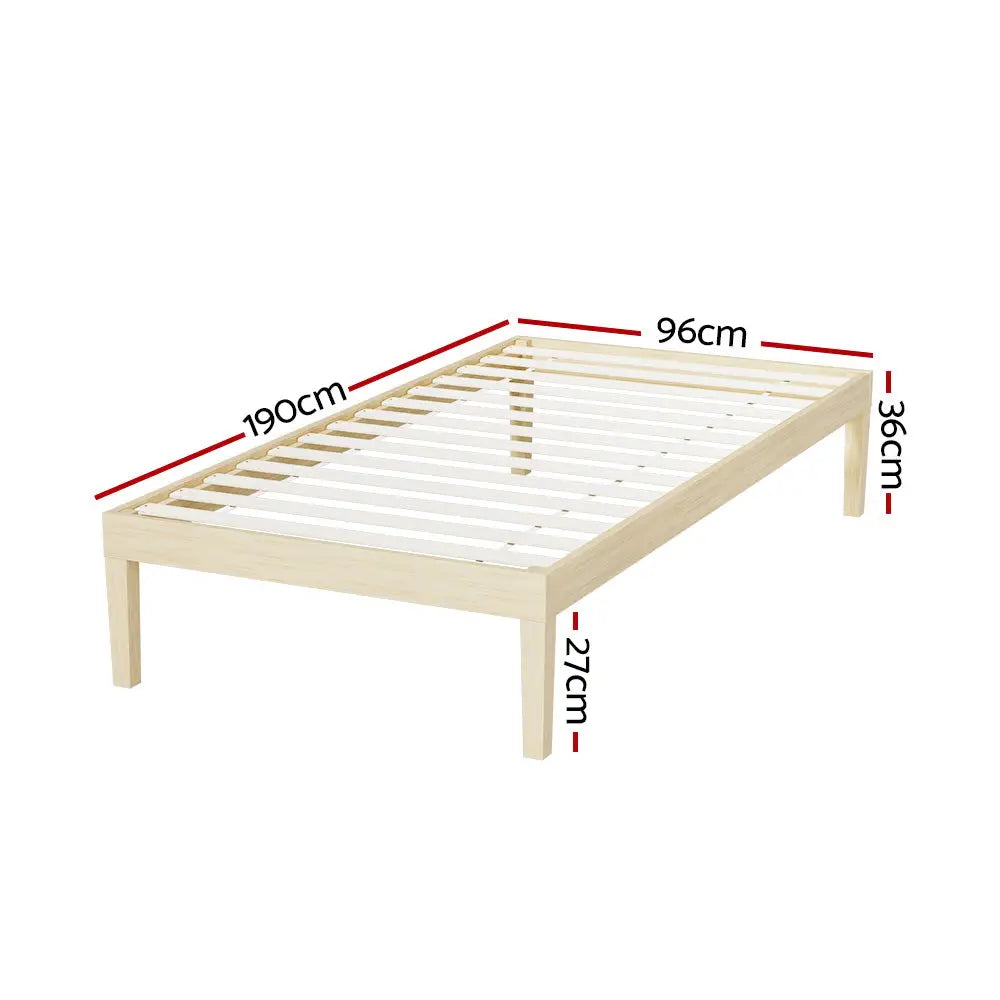Artiss Bed Frame Single Size Wooden Base Mattress Platform Timber Pine BRUNO - Furniture > Bedroom > Beds & Bed Frames