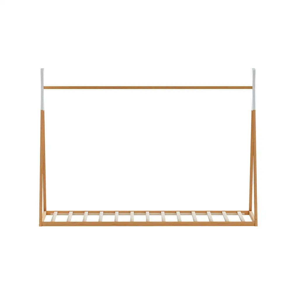 Artiss Bed Frame Wooden Kids House Single Frame Oak ENID - Furniture > Bedroom