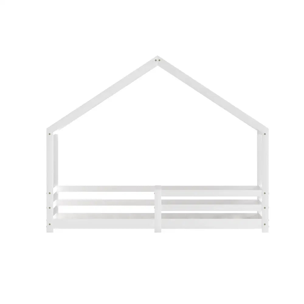 Artiss Bed Frame Wooden Kids Single House Frame White AMOS - Furniture > Bedroom