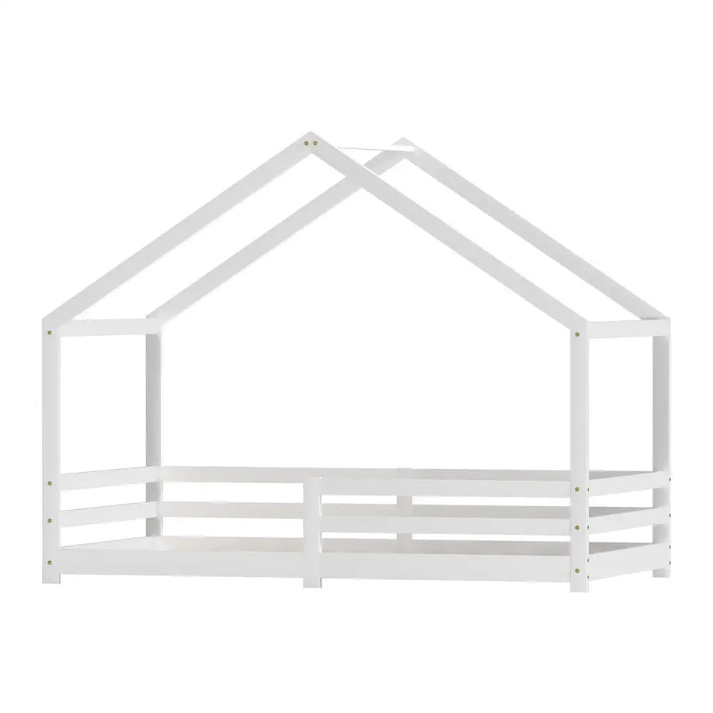 Artiss Bed Frame Wooden Kids Single House Frame White AMOS - Furniture > Bedroom