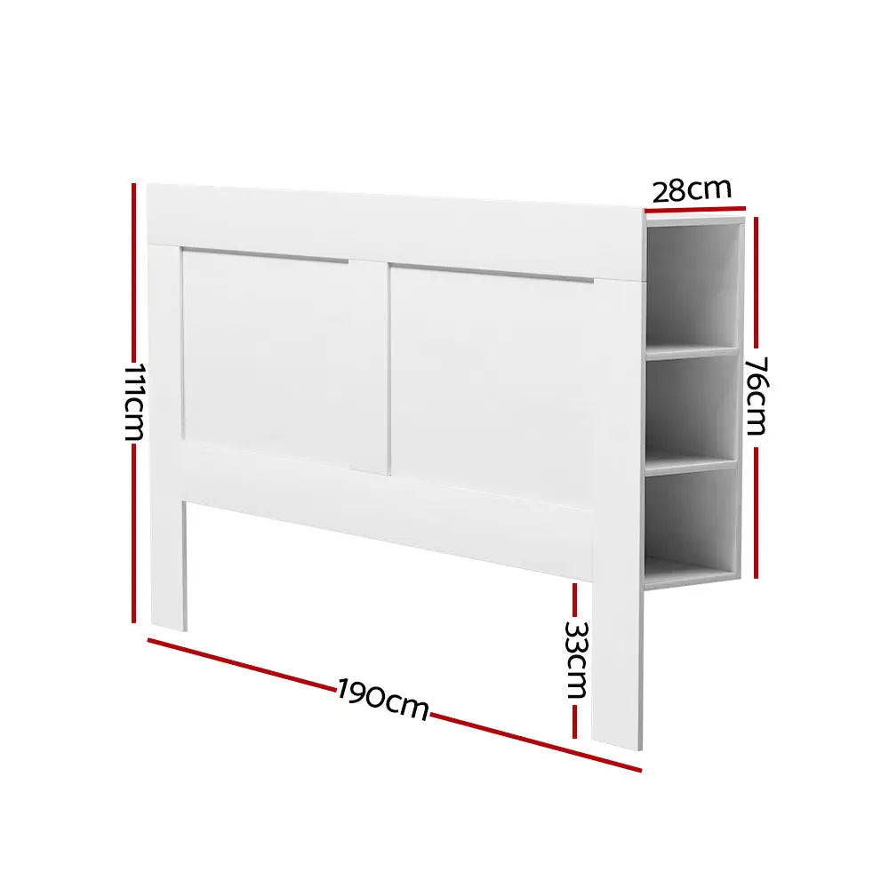 Artiss Bed Head Headboard King with Shelves - CABI White - Furniture > Living Room > Bookcases & Shelves