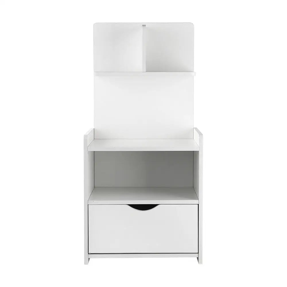 Artiss Bedside Table 1 Drawer with Shelves - EVERMORE White - Furniture > Bedroom