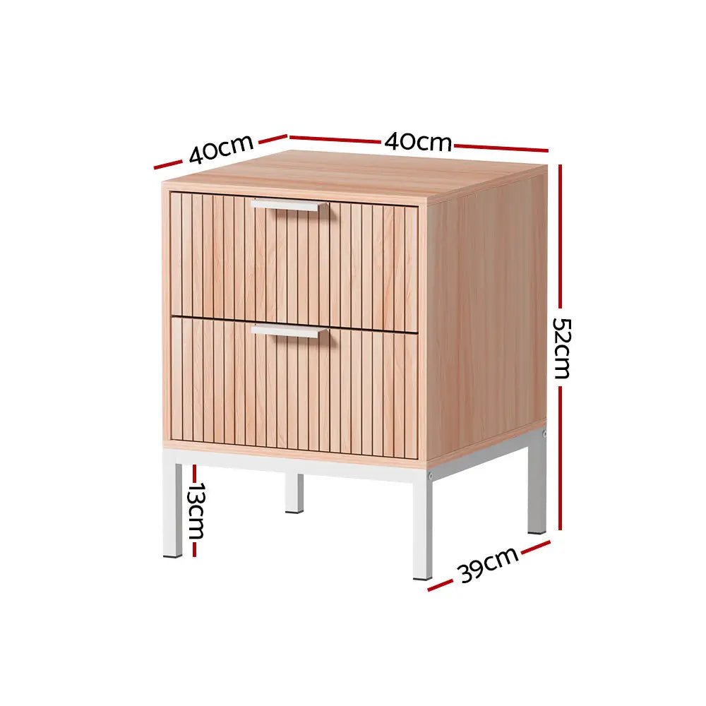 Artiss Bedside Table Drawers Side End Table Storage Cabinet Nightstand Pine LURA - Furniture > Bedroom