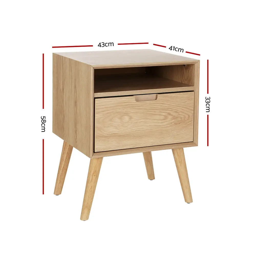 Artiss Bedside Table Drawers Side Table Shelf Storage Cabinet Nightstand GORR - Furniture > Bedroom
