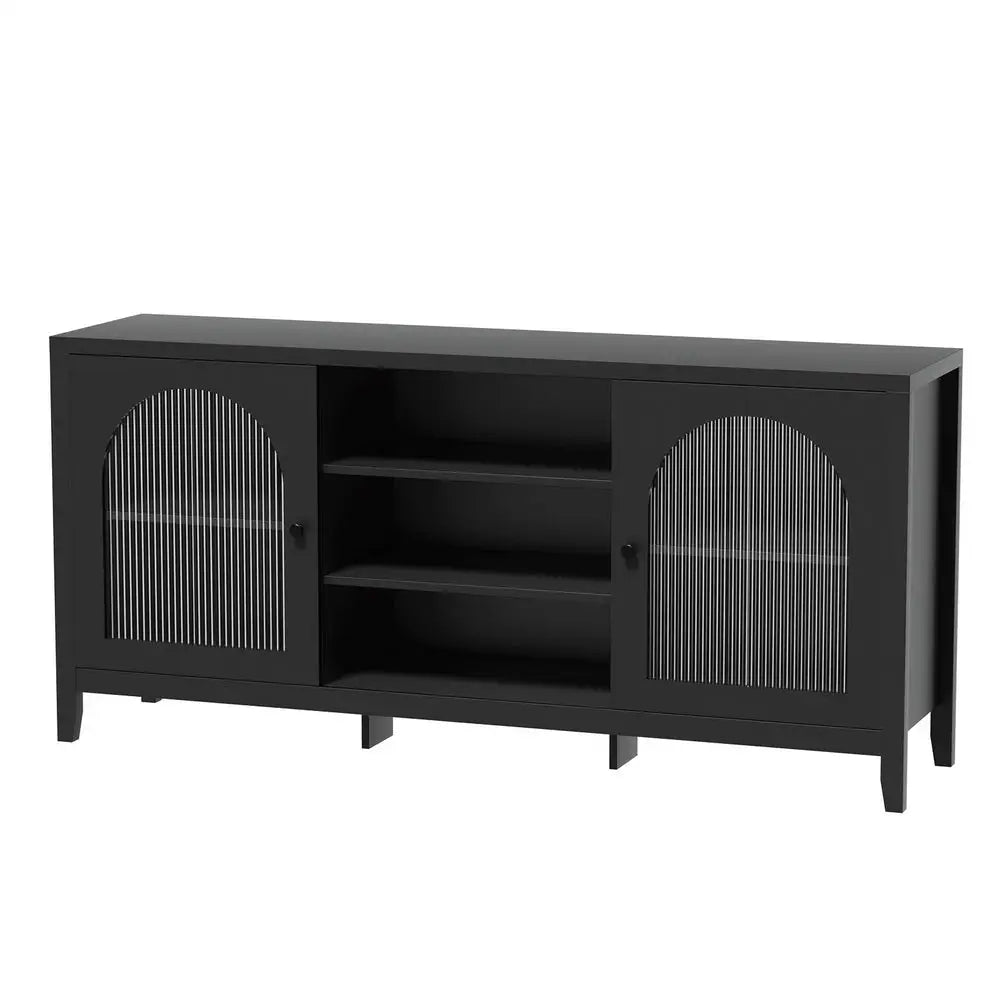 Artiss Buffet Sideboard Shelves Double Doors - Black - Furniture > Dining > Buffets & Sideboards