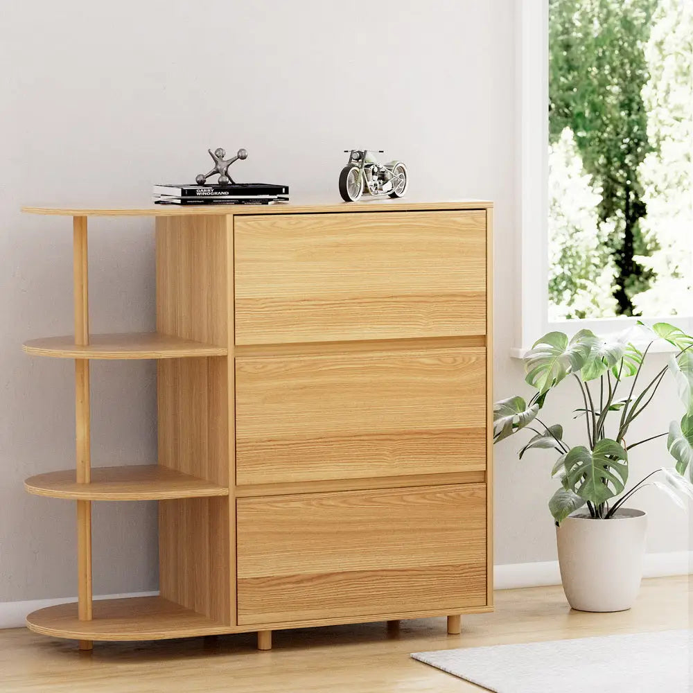Artiss Chest of 3 Drawers Storage Cabinet 3 Shelves Pine - Furniture > Bedroom > Dressers
