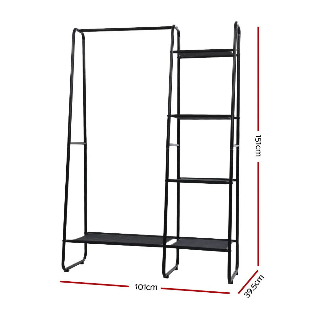 Artiss Clothes Rack Coat Stand 150cm Hanger Closet Black - Furniture > Bedroom