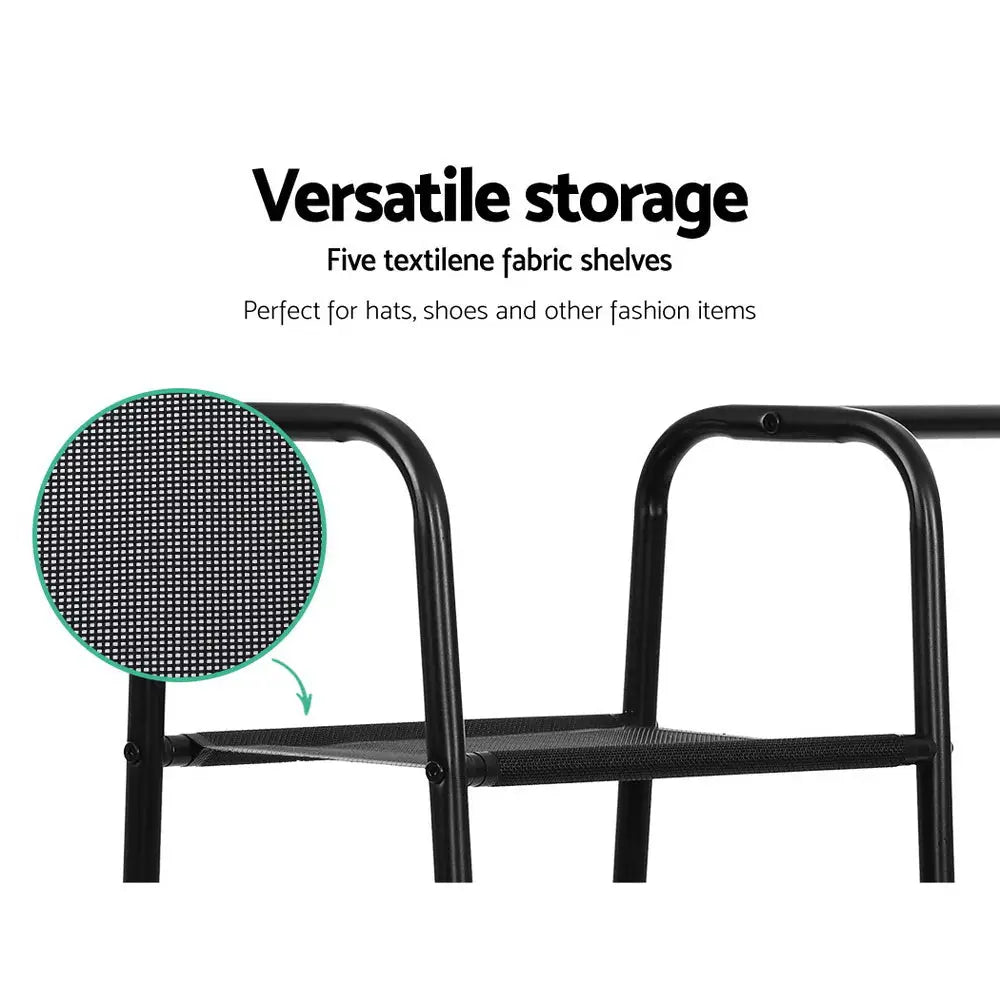 Artiss Clothes Rack Coat Stand 150cm Hanger Closet Black - Furniture > Bedroom