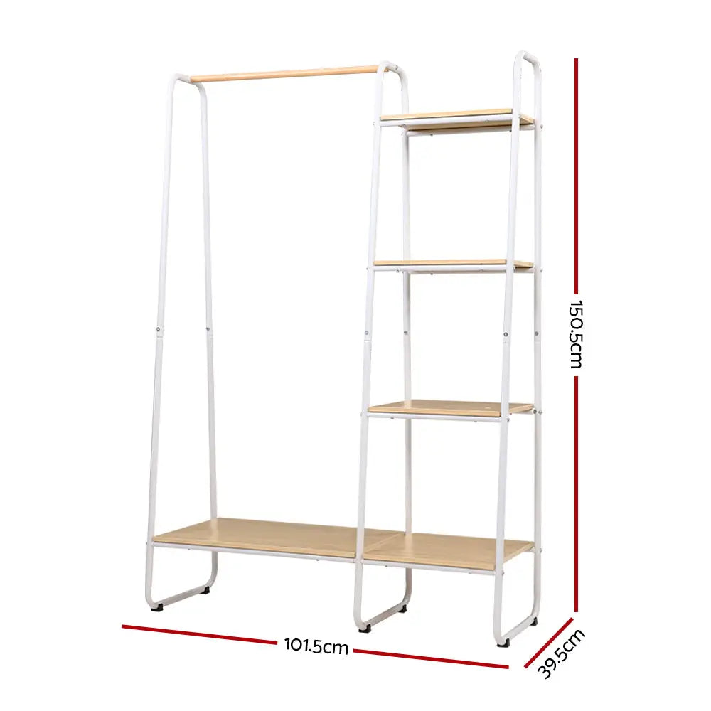 Artiss Clothes Rack Coat Stand 150cm Hanger Closet White - Furniture > Bedroom