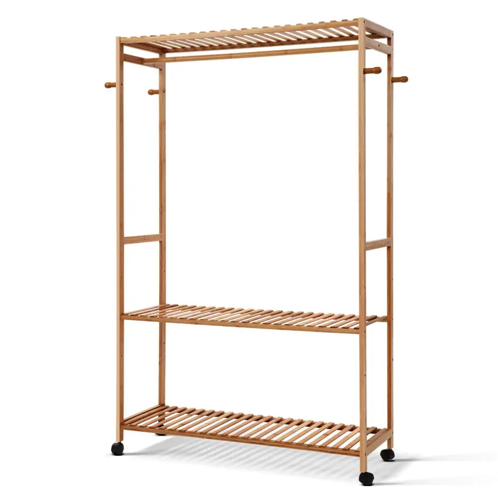 Artiss Clothes Rack Coat Stand 165x112cm Hanger Wheels - Furniture > Bedroom