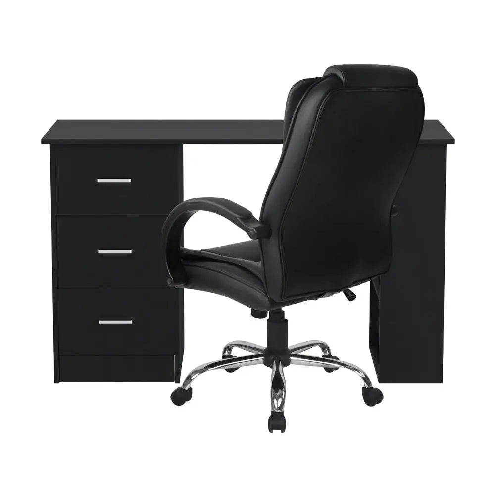 Artiss Computer Desk 120cm Executive Office Chair Set PU Leather High Back Black - Furniture > Office > Desks