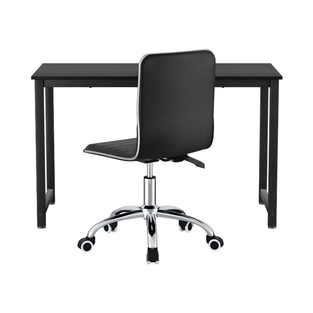 Artiss Computer Desk 120cm Executive Office Chairs Set PU Leather Low Back Black - Furniture > Office > Office & Desk