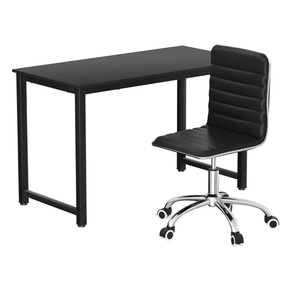 Artiss Computer Desk 120cm Executive Office Chairs Set PU Leather Low Back Black - Furniture > Office > Office & Desk