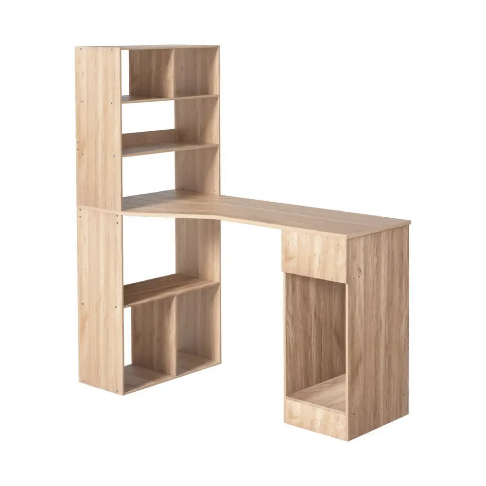 Artiss Computer Desk Bookshelf Drawer Cabinet Oak 120CM - Furniture > Office > Desks