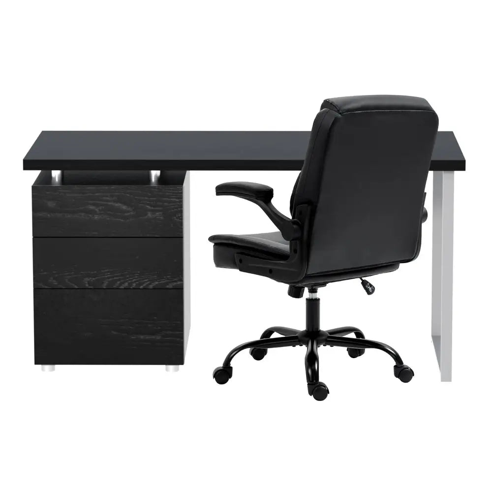 Artiss Computer Desk Executive Office Chairs Sets Black - Furniture > Office > Office & Desk Chairs