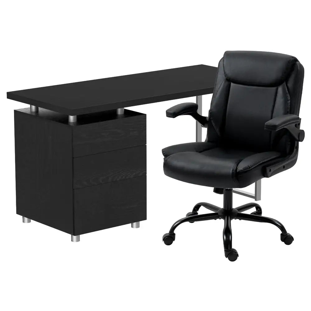 Artiss Computer Desk Executive Office Chairs Sets Black - Furniture > Office > Office & Desk Chairs