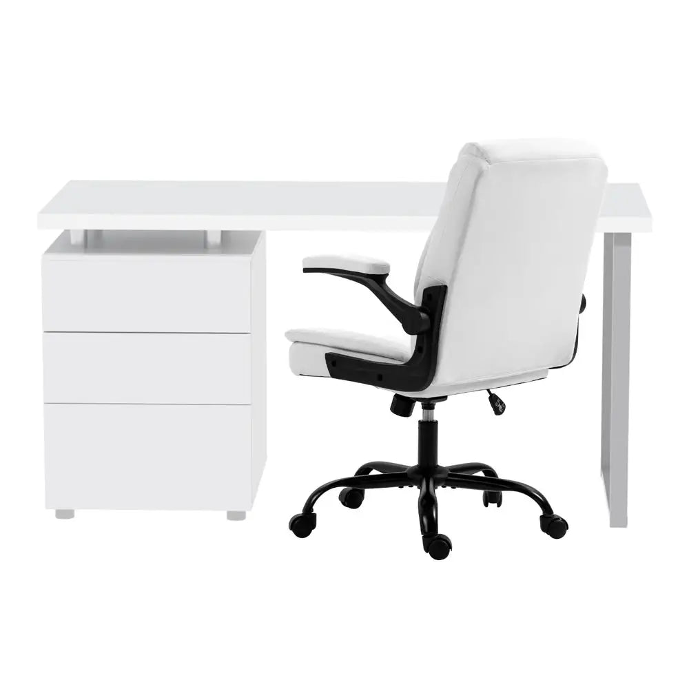 Artiss Computer Desk Executive Office Chairs Sets White - Furniture > Office > Office & Desk Chairs