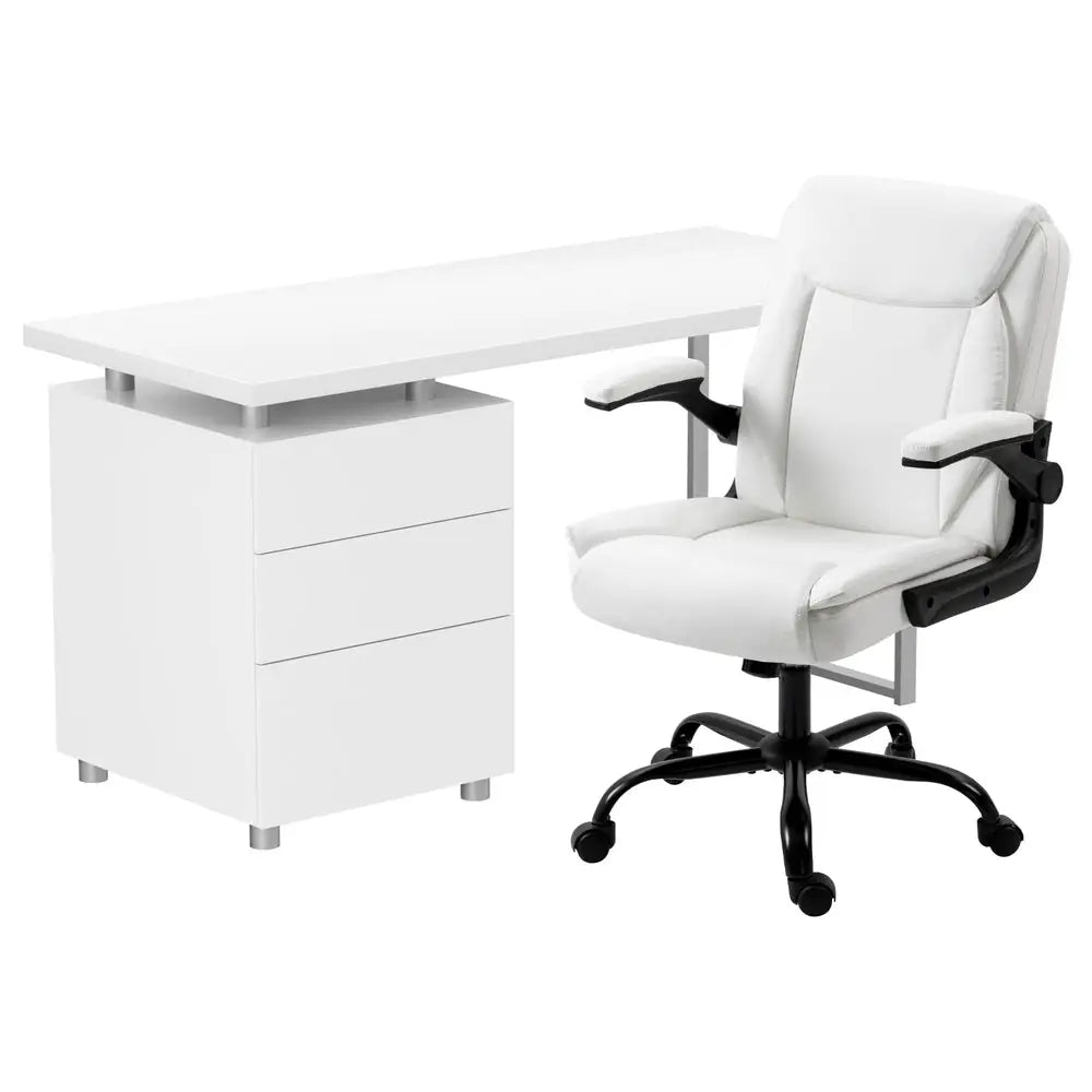 Artiss Computer Desk Executive Office Chairs Sets White - Furniture > Office > Office & Desk Chairs