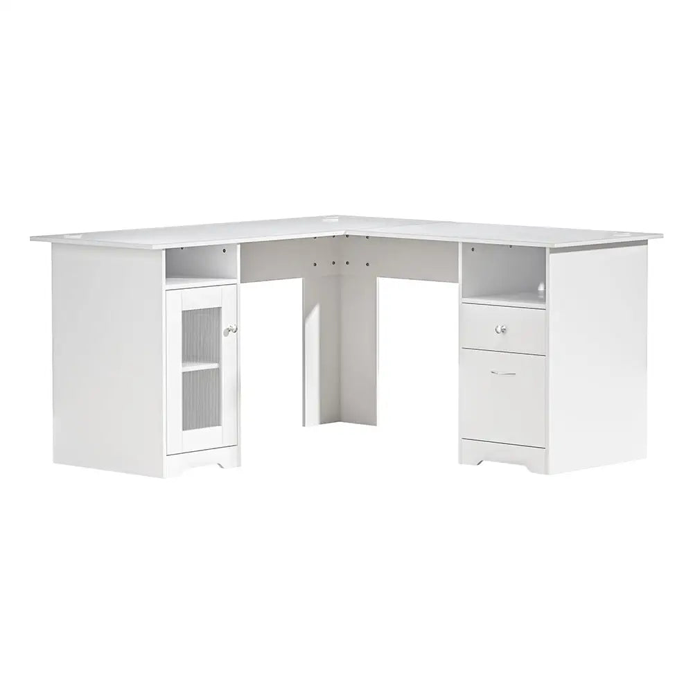 Artiss Corner Computer Desk Office Study Desks Table L-Shape Drawers Tables - Furniture > Office