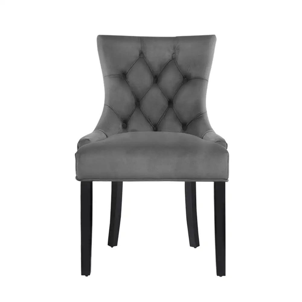 Artiss Dining Chair Set of 2 Velvet Grey French Cayes - Furniture > Dining